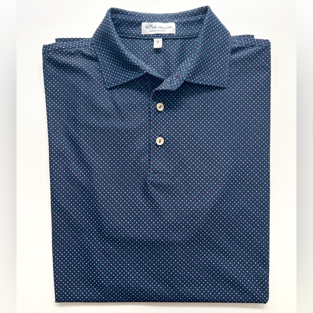 Men’s Peter Millar Summer Comfort Polka Dot Polo - size Medium